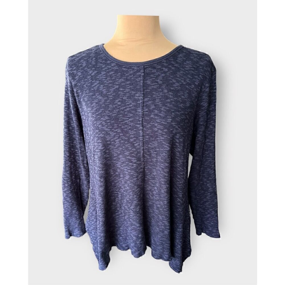 Max Jeans Women's M Heather Knit Lightweight Pullover Blue Marl Boho Panel Back